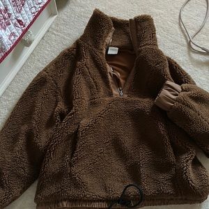 Varley chocolate Sherpa quarter zip